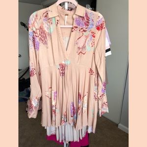 Free People Field of Butterflies Tunic (Blush and Purple)
